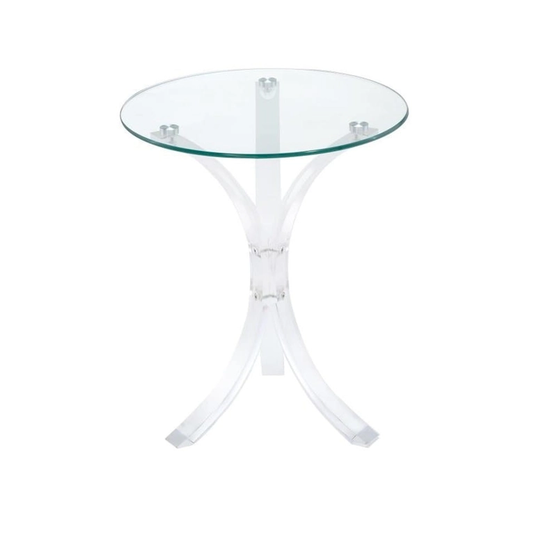 Modern Design Curved Base Accent Table with Glass Top