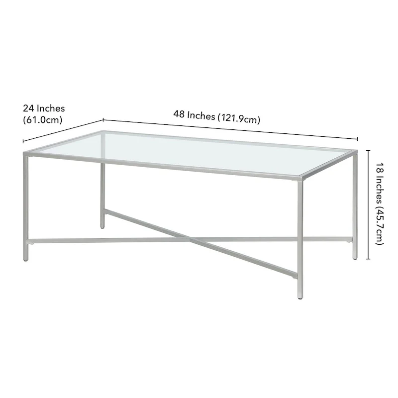 Glass Top Coffee Table with Steel Frame