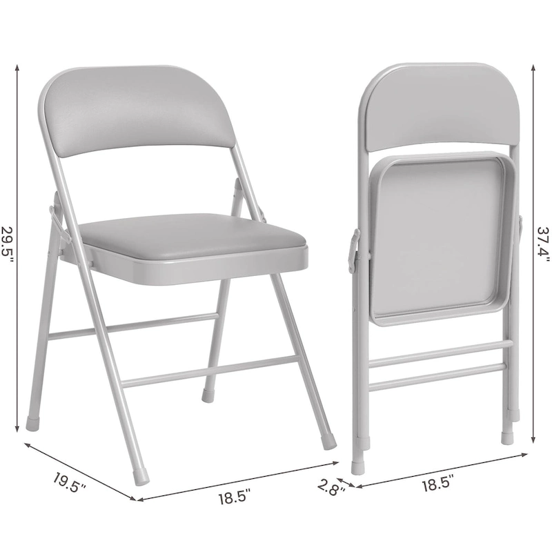 Folding Chairs 2/4 Pack With Padded Cushion and Back