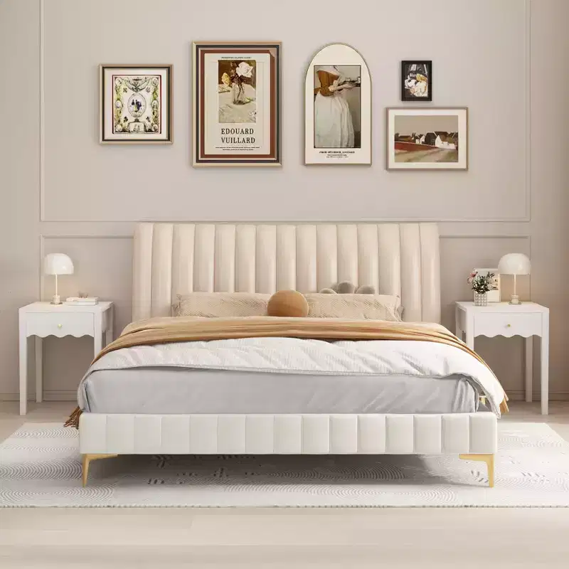 White Nightstand End Table Playful Bed Beside Table Storage Sofa Side Table with Drawer & Wavy Apron - ModernLuxe