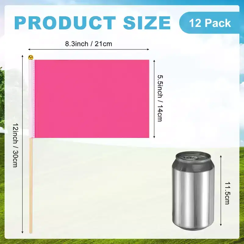 Unique Bargains Mini Sublimation Polyester Hand Held Plain Flags 12 Pcs