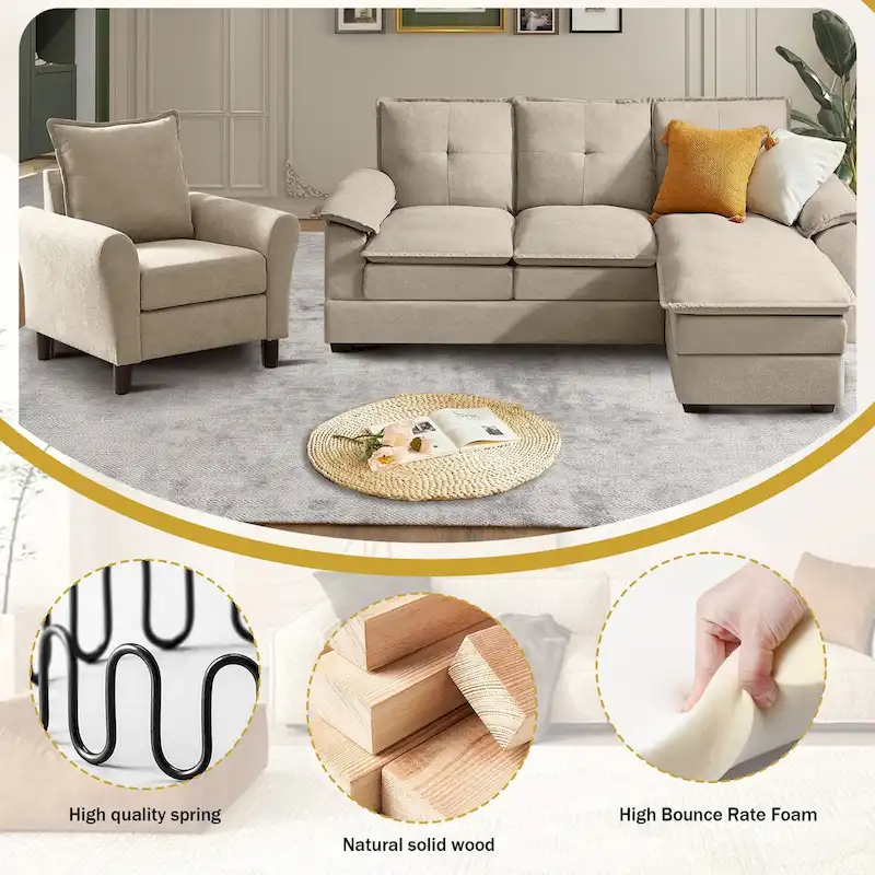 82.28 L Shaped 3 Pieces Living Room Sets