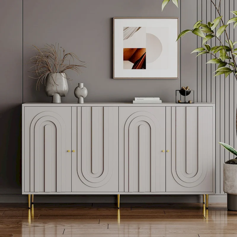 Modern 4 Door Wooden Storage Cabinet for Living Room