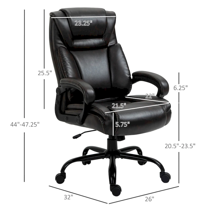 Vinsetto Big and Tall Executive Office Chair 400lbs Computer Desk Chair with High Back PU Leather Ergonomic Upholstery