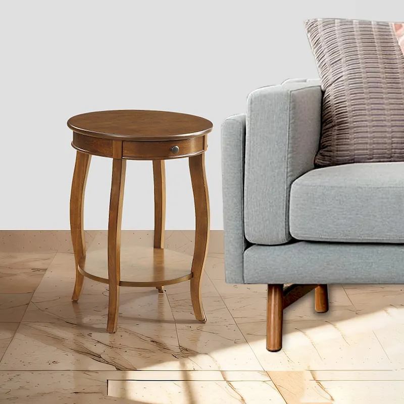 Walnut & Black End Tables - 18Dia X 24H