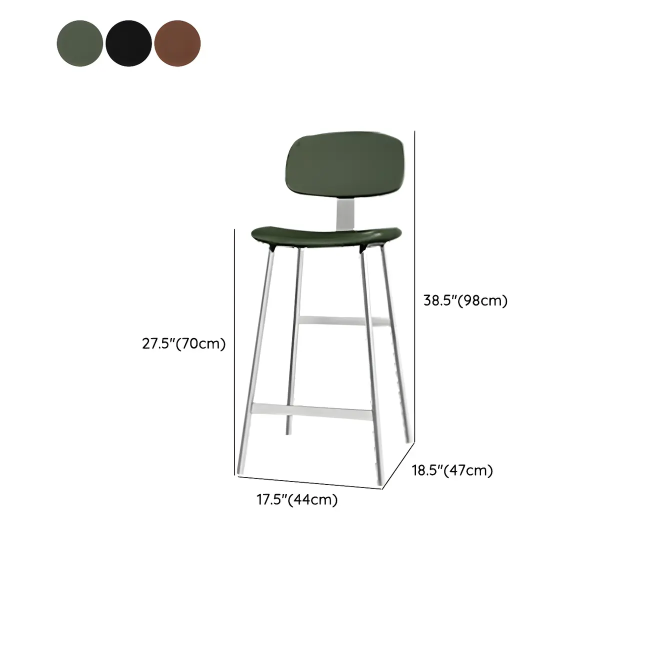 Industrial Faux Leather Metal Frame Bar Stools with Backs