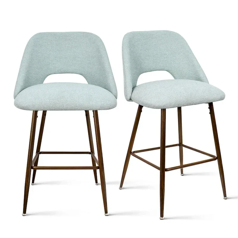 Upholstered Modern Bar Stool Walnut Leg