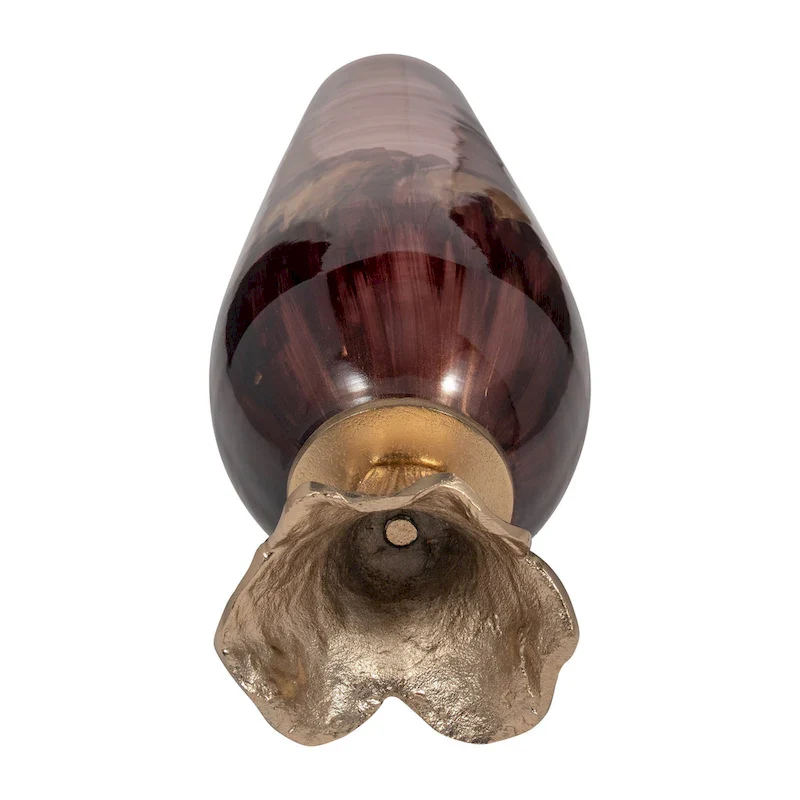 Sagebrook Home Abstract Glass Vase with Gold Accents