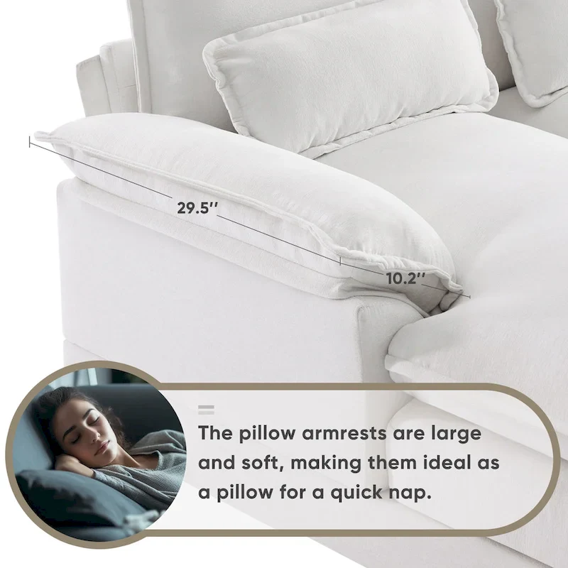 Modern U-shaped Cloud Sectional Couch, Convertible Sleeper Couch