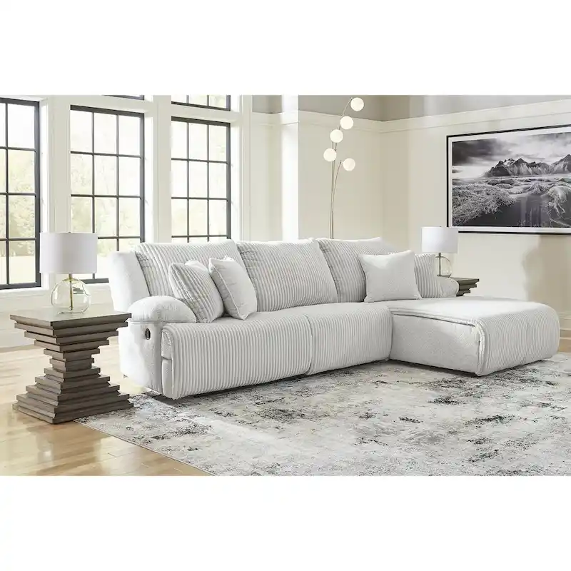 Corduroy Reclining Sectional Sofa with Chaise - 3-Piece Set