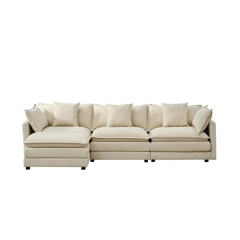110.2 Chenille Three Seater Upholstered Sofa, Ottoman