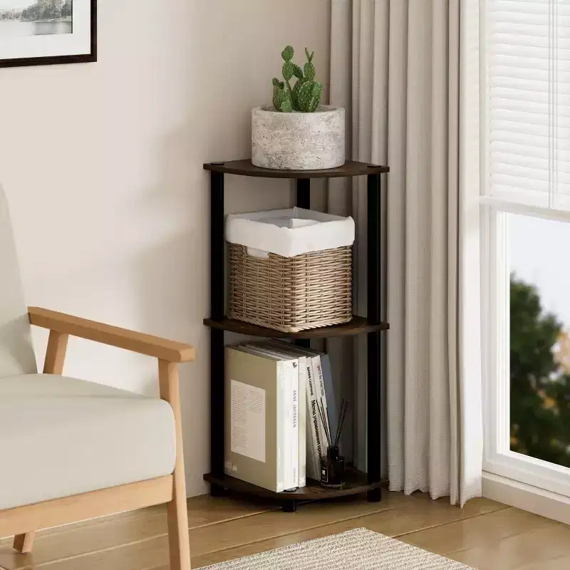 HOMLUX 3 Tier Decorative Corner Bookshelf Display Rack