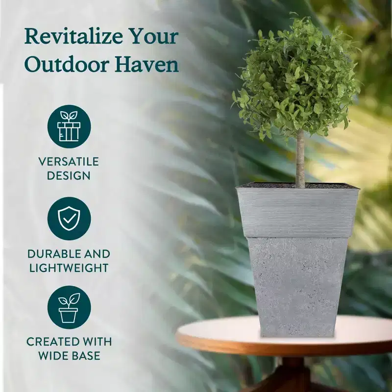 The HC Companies Avino 16 Inch Square Resin Flower Planter Pot
