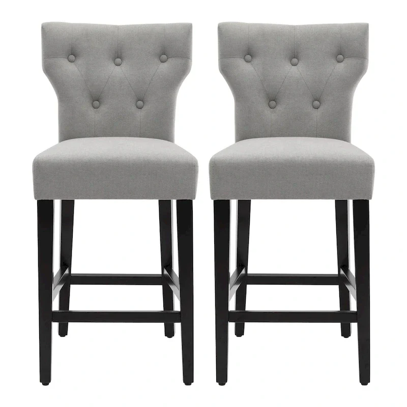 25 Inches Fabric Counter Height Bar Stools Button Tufted Upholstered Island Chairs Set of 2