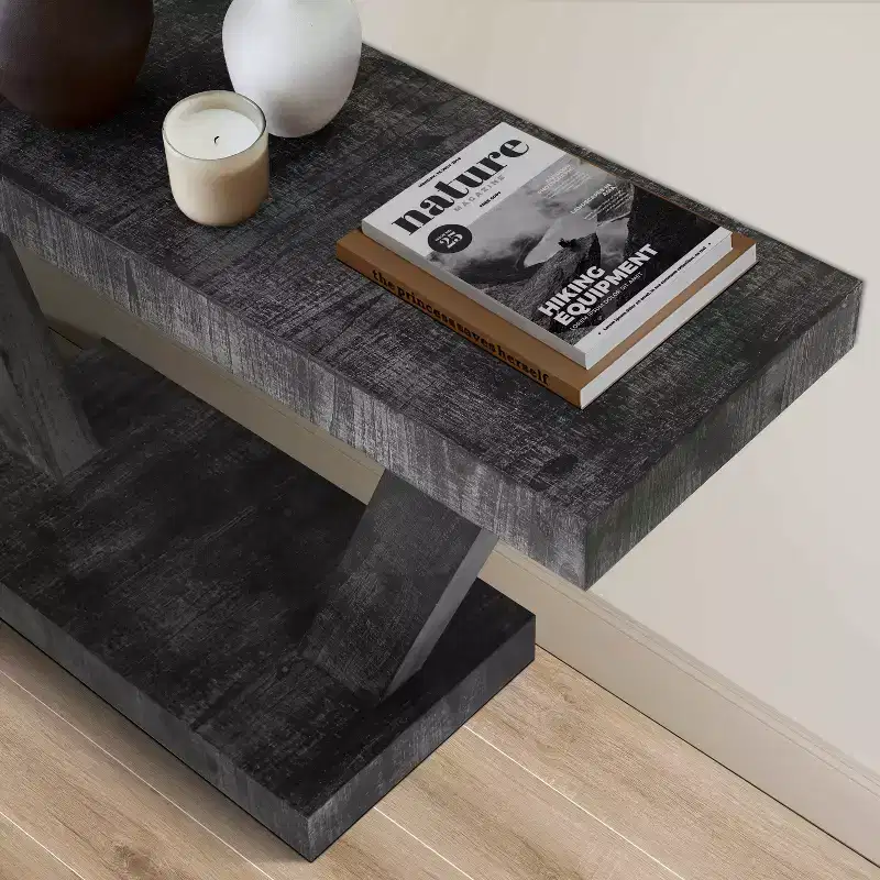 Vintage Industrial Console Table for Living Room Office, Rectangular Wood Sofa Table with Distressed Wood Finish