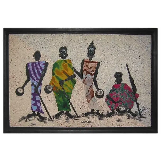 Handmade By the Roadside Cotton batik wall art (Ghana) - 51 x 35 x 6