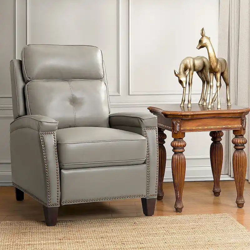 Gaspar Mid-Century Modern Pushback Recliner with Nailhead Trim by HULALA HOME