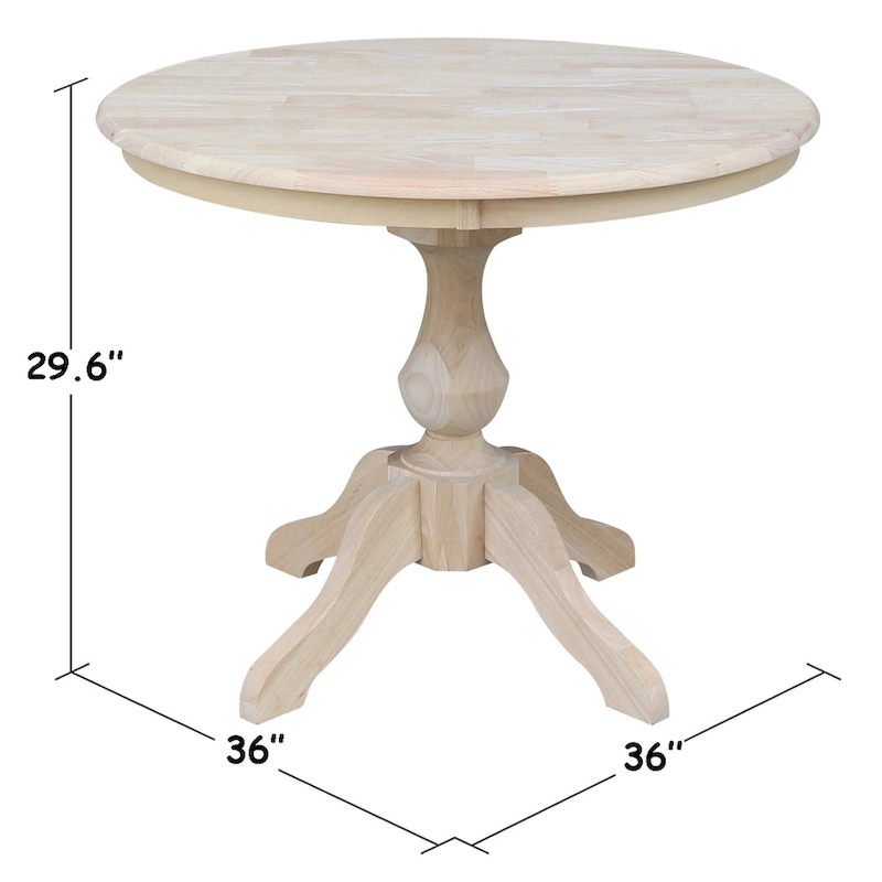 36 Round Top Pedestal Dining Table - Unfinished