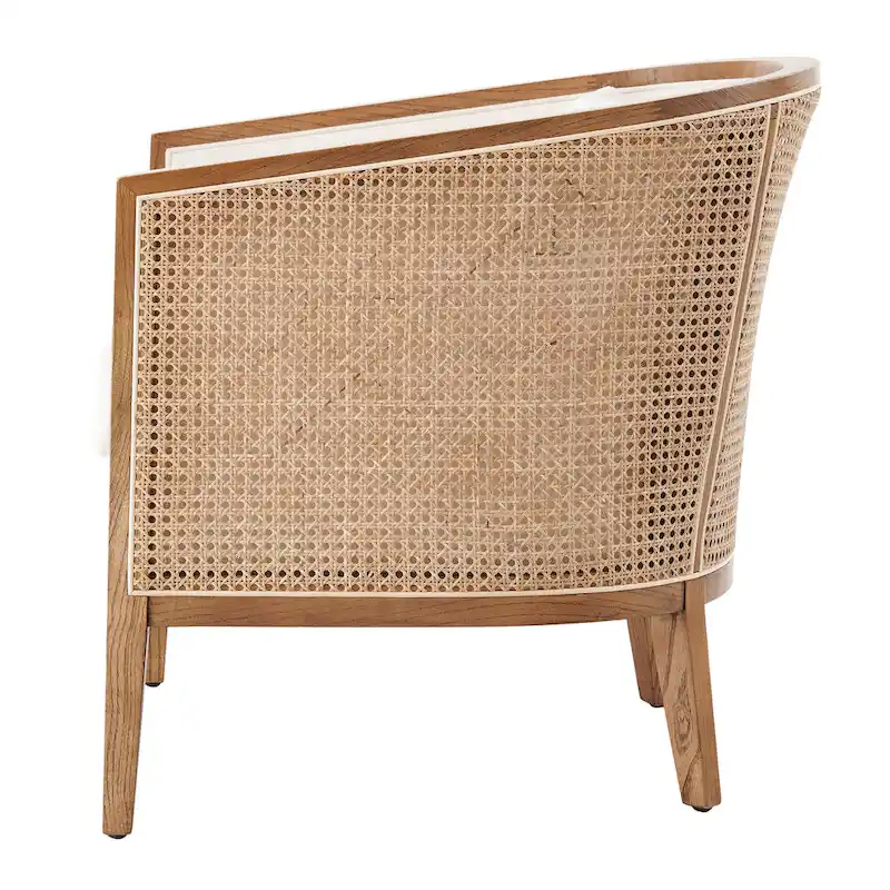Tillman Linen Accent Arm Chair with Rattan