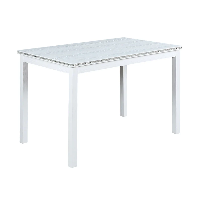 Wooden Dining Table with Rectangular Top and 4 Upholstered Chairs