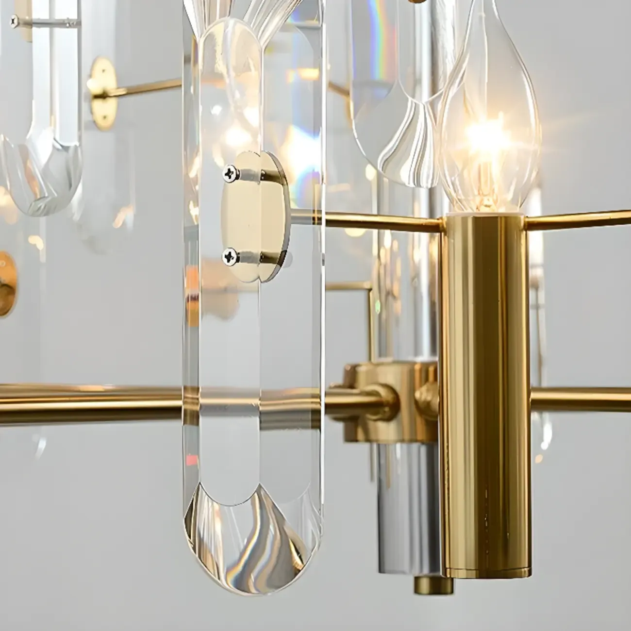 Geometric Gold Metal Clear Crystal Sputnik Chandelier