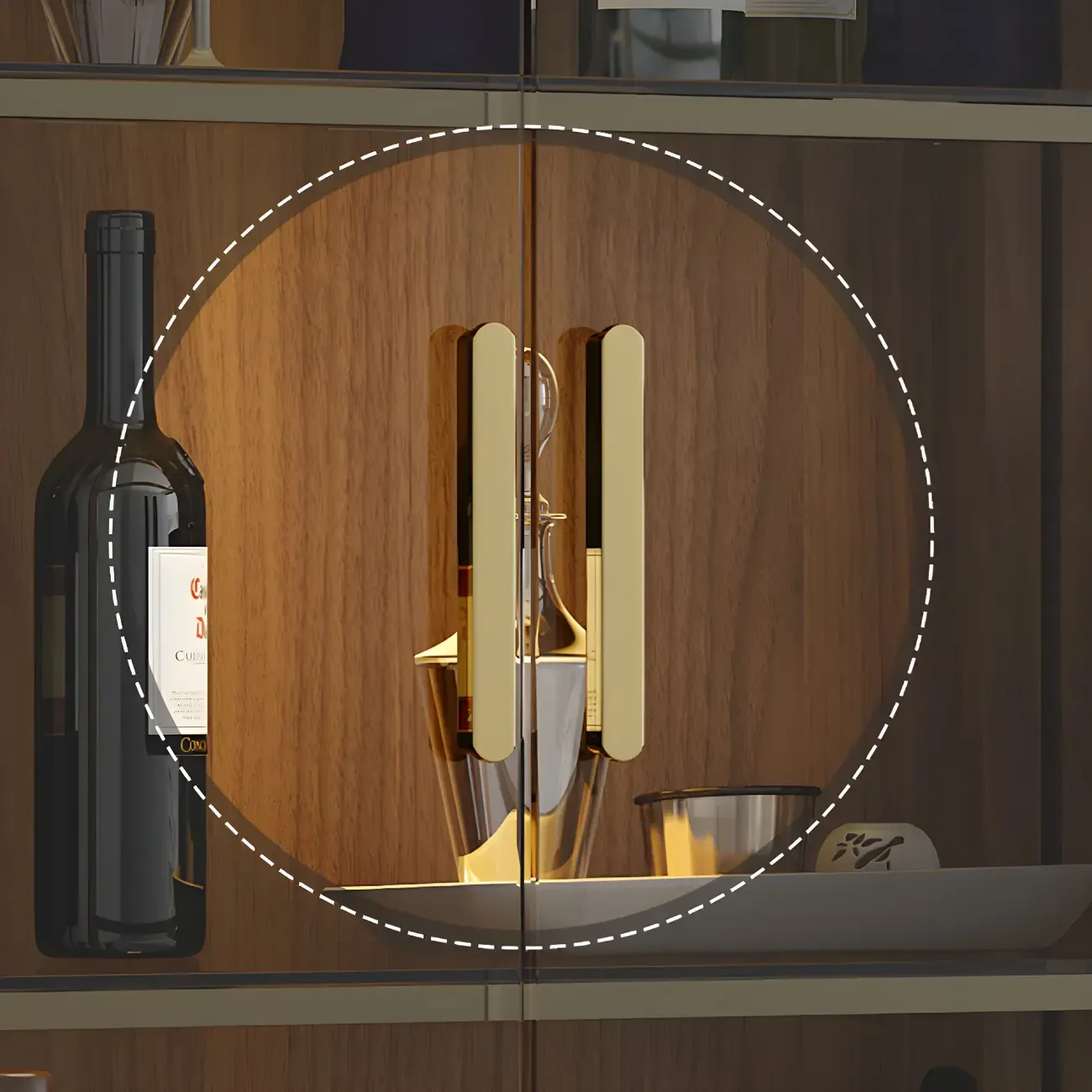 Glam Black Wooden Glass Display Cabinet