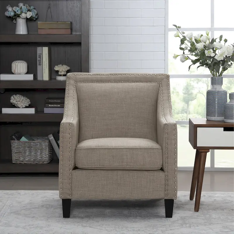 Erica Accent Armchair with Chrome Nailhead Trim