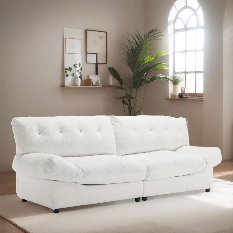 96 Cloud Style Sectional Loveseat Sofa,Modern Velvet Fabric Couches