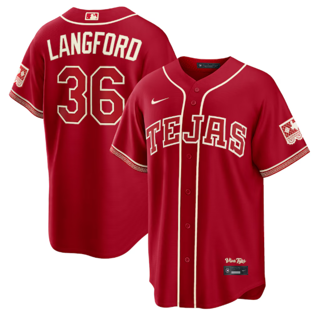 Texas Rangers Wyatt Langford Red 2026 City Connect Stadium Jersey