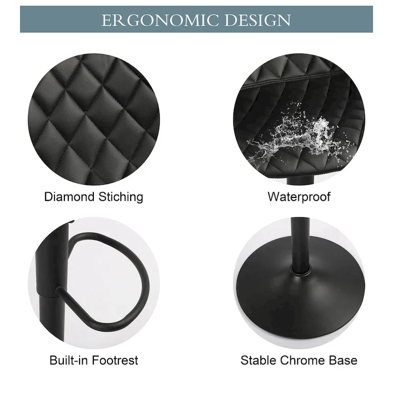 Faux Leather Adjustable Barstools Upholstered Counter Bar Pub Height Stools