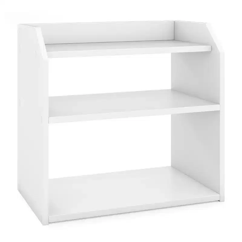 Costway 3-Tier Desktop Bookshelf w/Raised Top Guardrails Space-Saving Desk Display Shelf