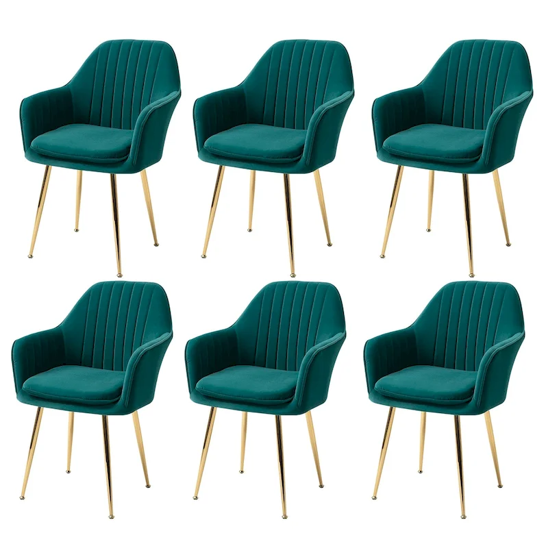 Upholstered Dining Chair (Set of 6) Velvet Accent Arm Chair