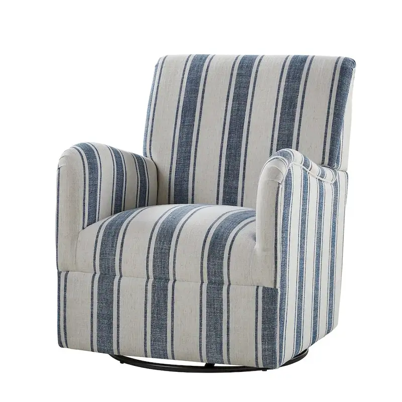 Pancy Traditional Swivel Armchair with Jacobean Strip Pattern by HOLALA HOME