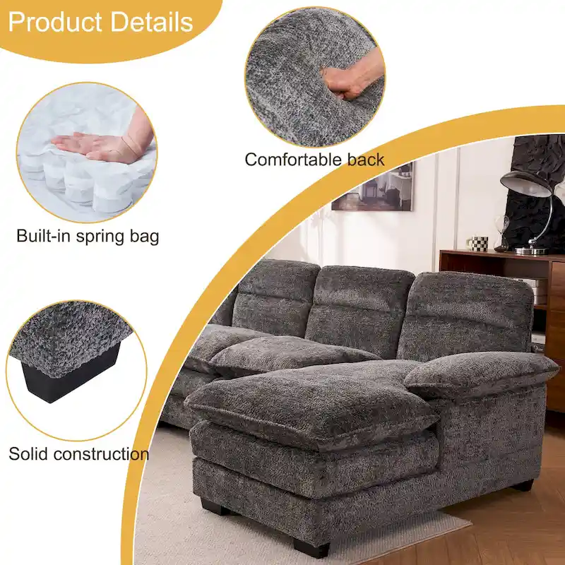 U-Shaped Chenille Sofa