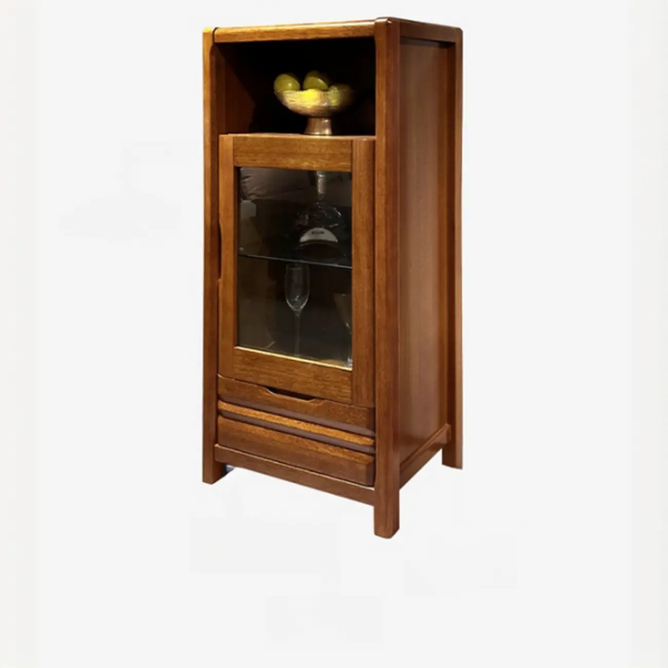 Modern Wood Wine Rack with Glass Holder Walnut