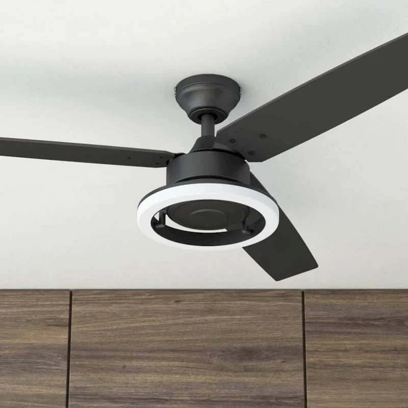 52  Prominence Home Orbis Matte Black Modern Indoor LED Ceiling Fan with Light, Remote Control