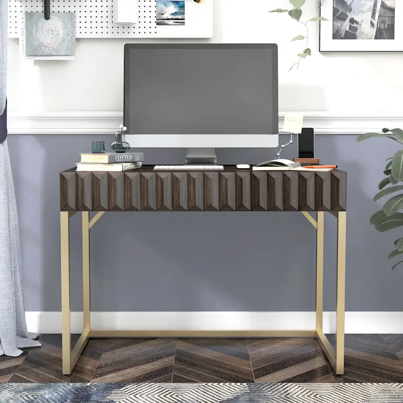 Modern 42-inch Metal Computer Desk with USB Ports