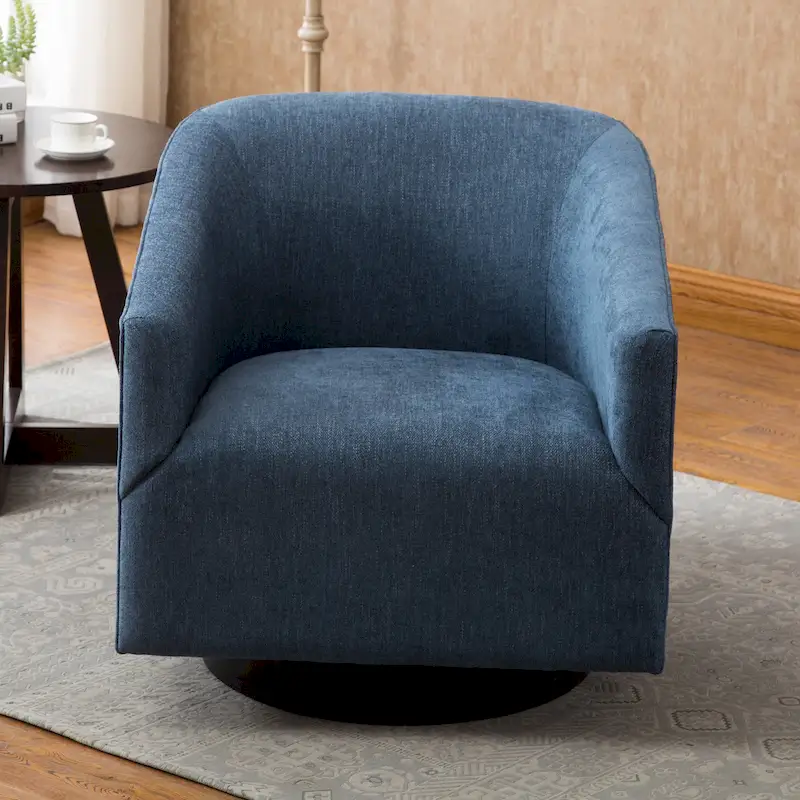 Barrel Back Swivel Chair with Wood Base