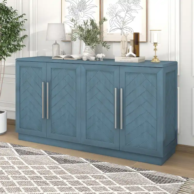 White Striped Sideboard Cabinet - 60