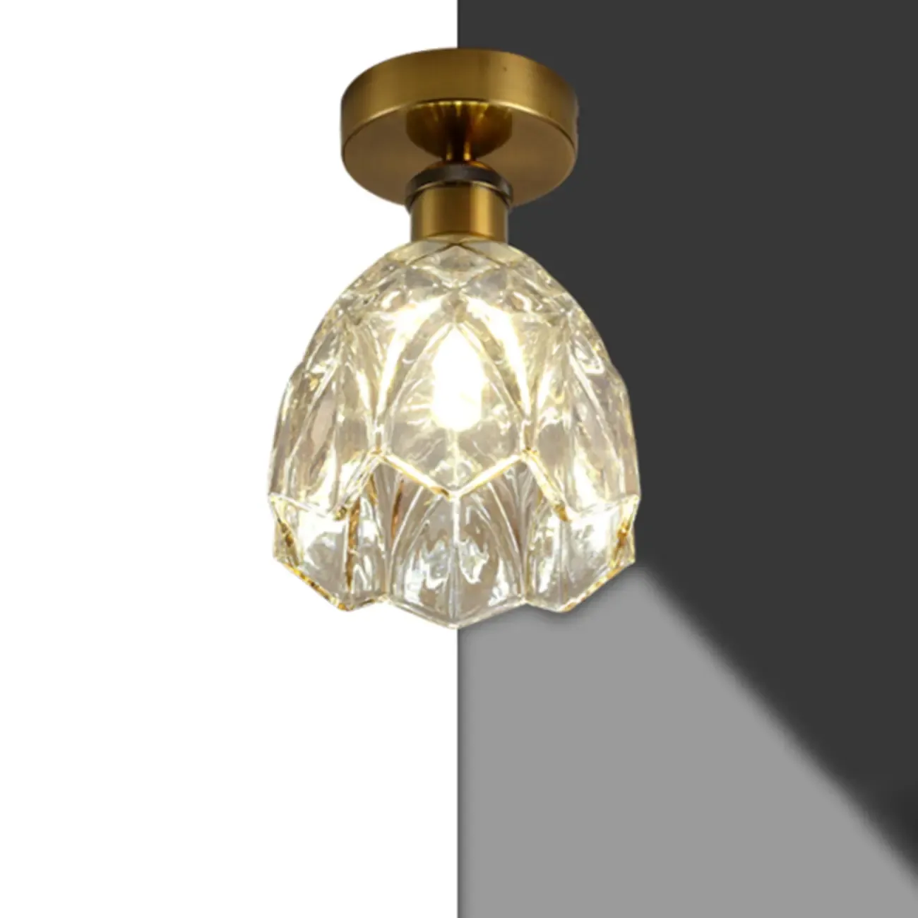 Black Conical Clear Glass Modern Semi Flush Ceiling Light