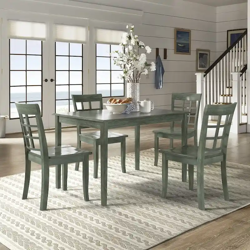 Wilmington II 48-Inch Rectangular Antique Sage Green 5-Piece Dining Set by iNSPIRE Q Classic