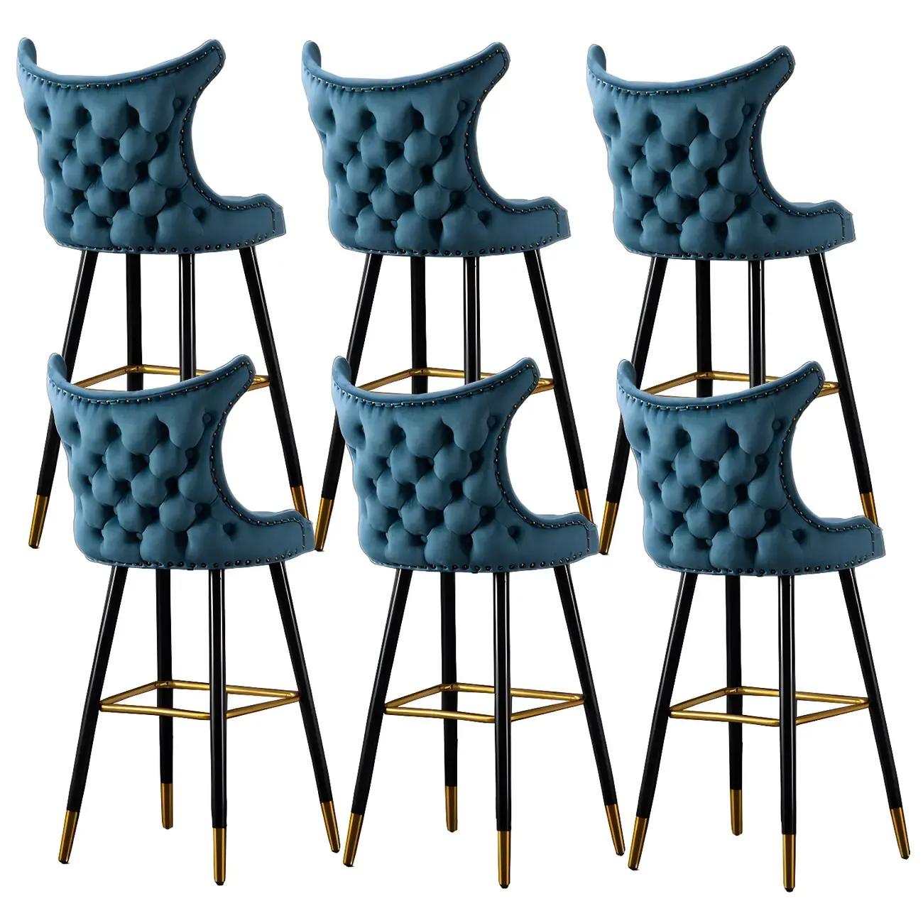 Velvet Upholstered Wingback Counter Height Bar Stools