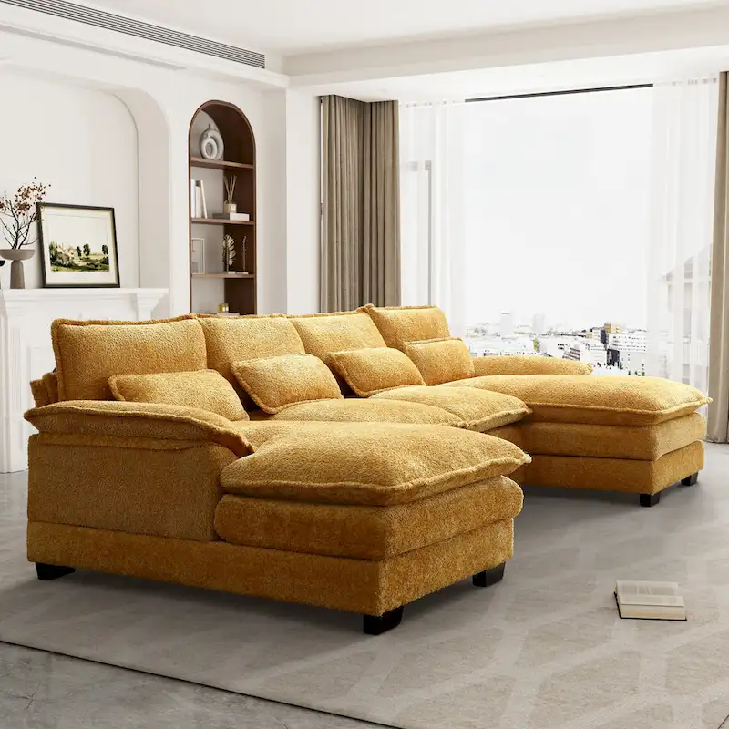 Ouyessir Large Chenille Fabric U-shaped Sectional Sofa with Cushions