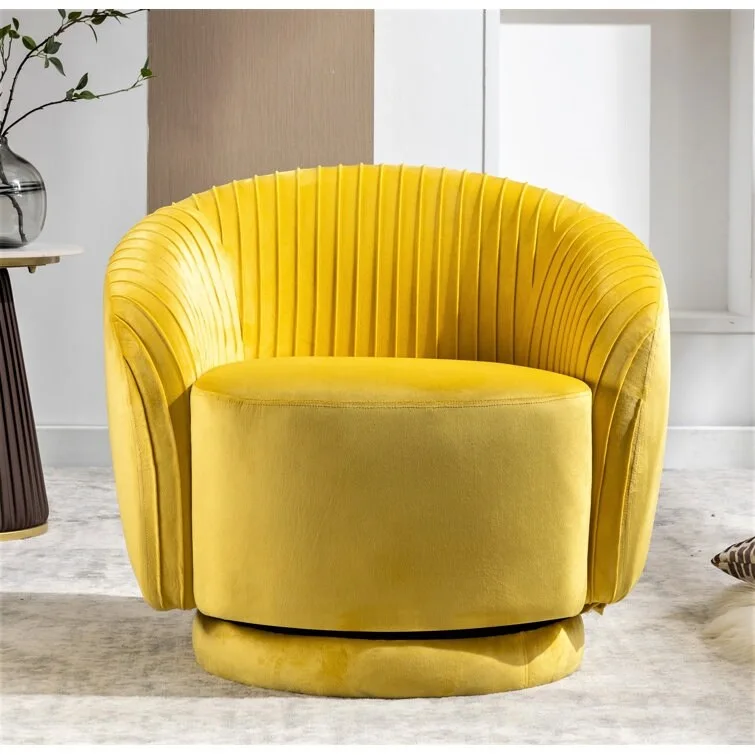 Modern Barrel Swivel Accent Chair with Plush Velvet Upholstery