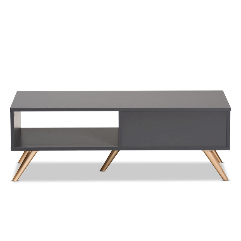 Kelson Modern Dark Grey and Gold Finished Wood Coffee Table