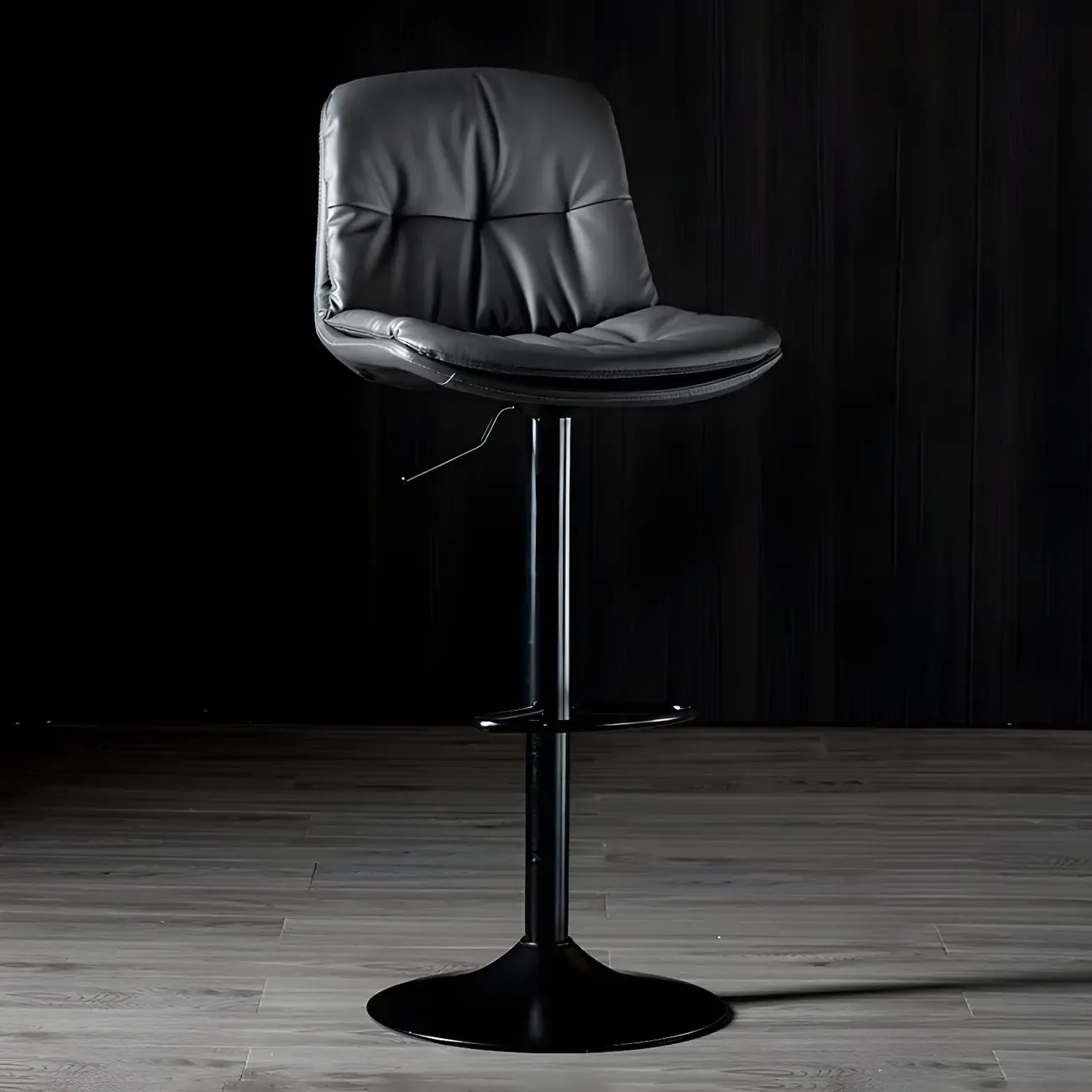 Adjustable Leather Low Back Swivel Bar Stool