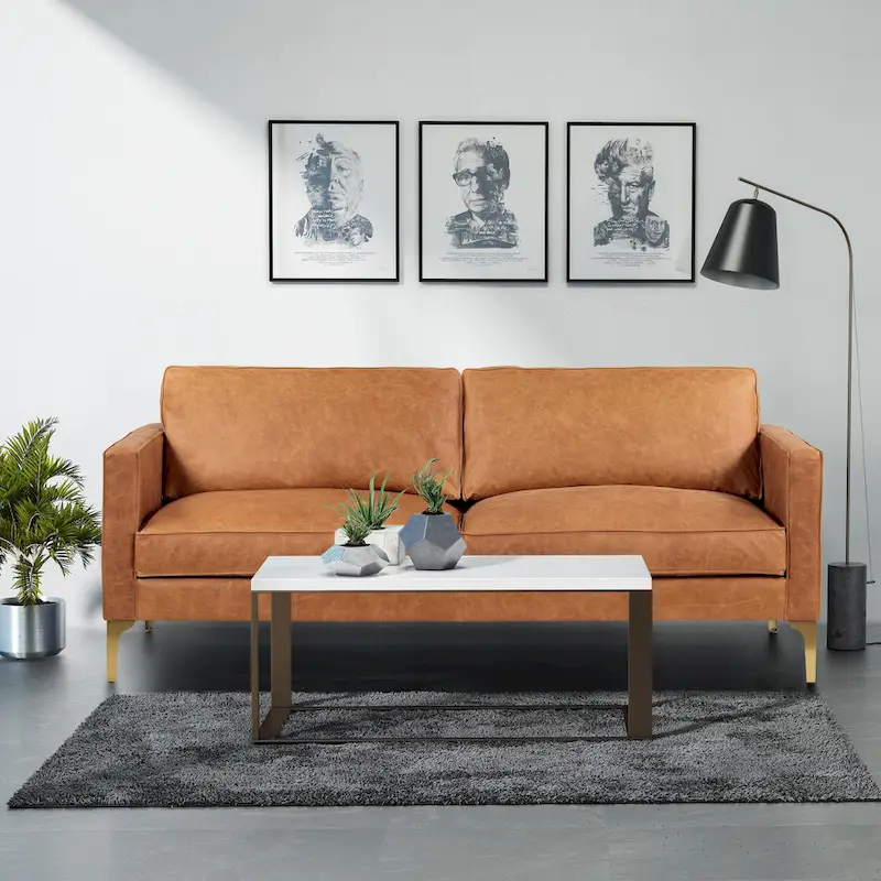 Italian Leather Sofa, 3-Seater — Onyx Black / Brown Stone / Cognac Tan / Chocolate Brown