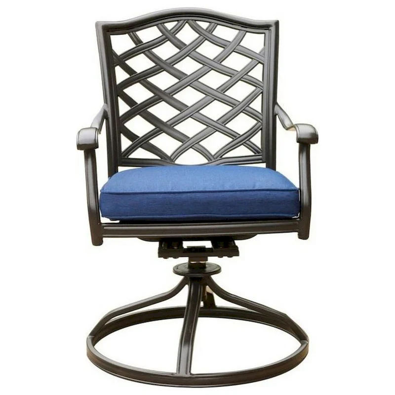 Wynn 25 Inch Modern Patio Dining Swivel Chair with Cushion, Set of 2, Blue