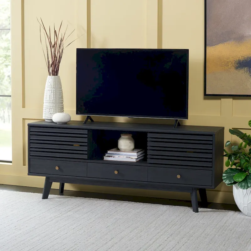 SAFAVIEH Ciera 3-Drawer Entertainment TV Media Stand (65 Flatscreen TV) - 58.7 In. x 15.2 In. x 23.9 In. - 59Wx15Dx24H