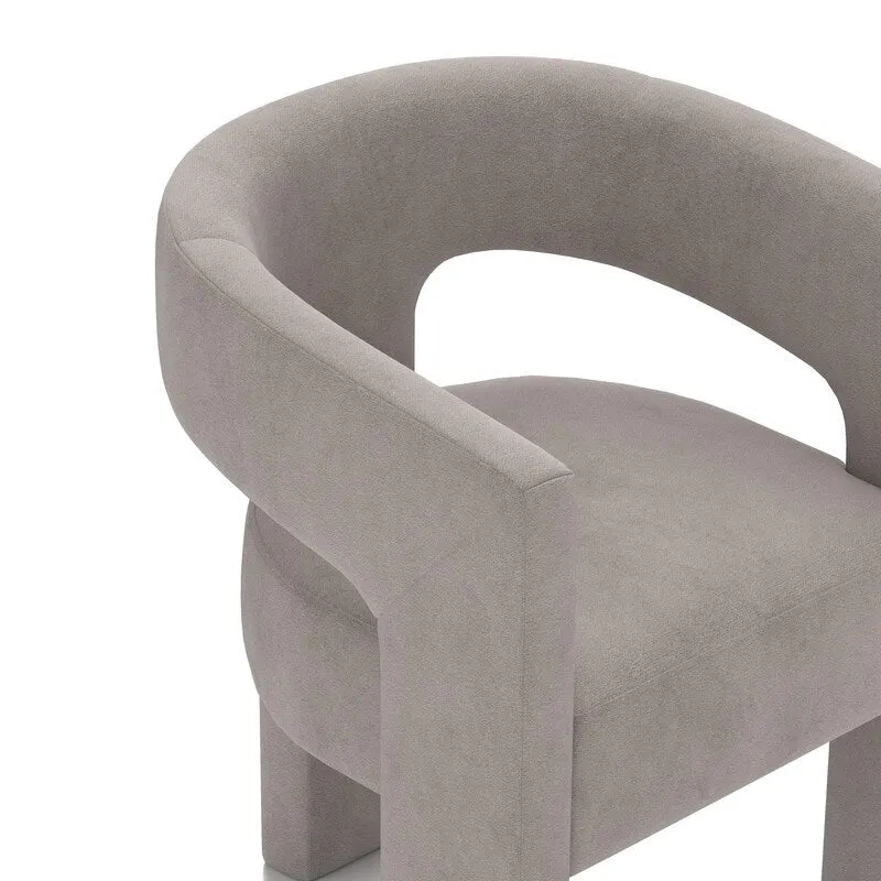 Modern Glam Velvet Upholstered Dining Chair, Open-Back Accent Chair